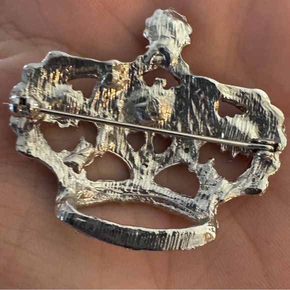 Coronation Style Rhinestone Crown Brooch - Picture 3 of 4